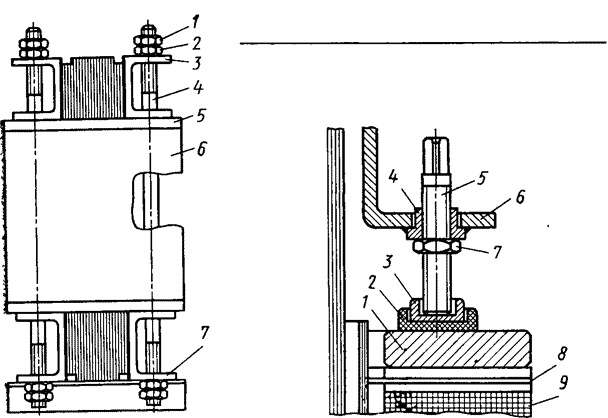 Прессовка обмоток вертикальными шпильками и ярмовыми балками трансформаторов I и II габарито