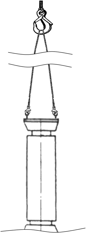 Схема строповки опорных колонн выключателя серии ВМТ