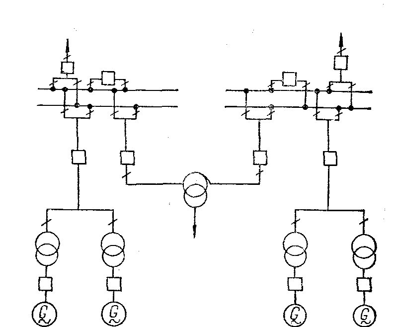 Схема АЭС с автотрансформаторной связью повышенных напряжений