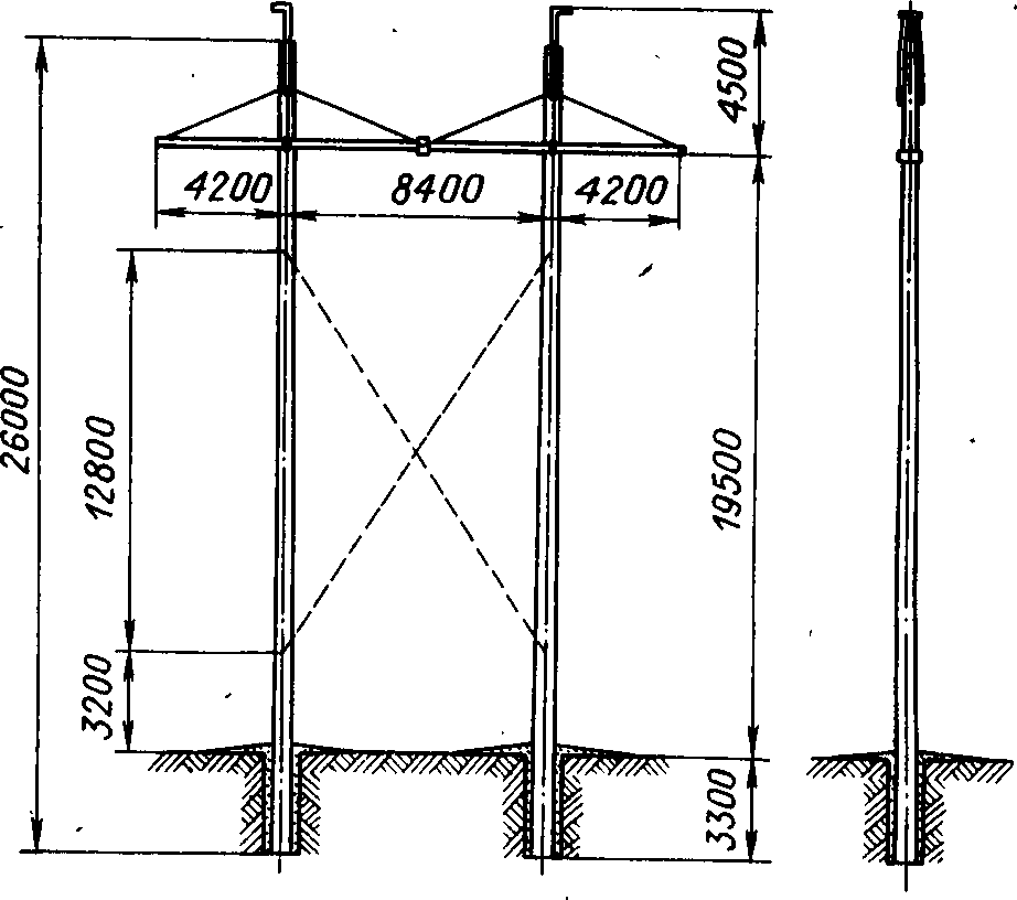Промежуточная портальная опора 330 кВ с внутренними связями