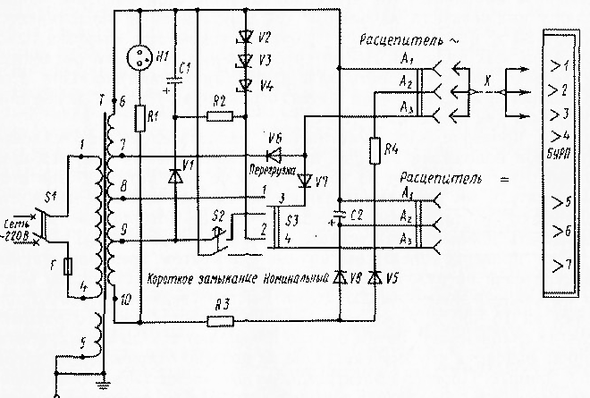 Электрическая схема прибора контроля РП