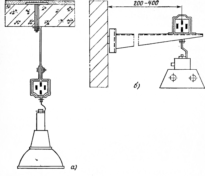 Прокладка осветительного шинопровода с подвеской светильников