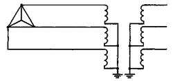 Схема включения однофазных заземляемых и трехфазных заземляемых двухобмоточных трансформаторов в трехфазных электрических сетях