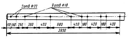Схема расположения отверстий для крепления траверс и подкосов