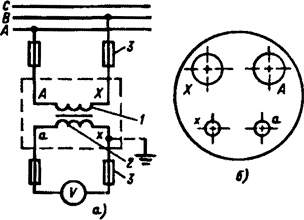 Однофазный двухобмоточный трансформатор напряжения