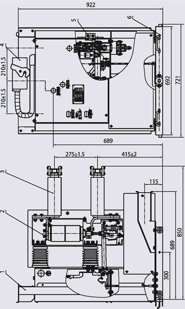 ZN28A-12CI - конструкция и размеры выключателя