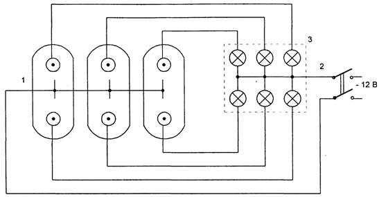 Схема определения разновременности замыкания контактов масляного выключателя