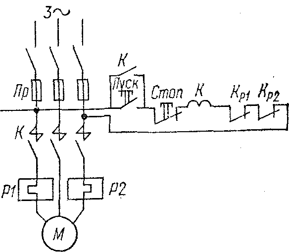 Схема магнитного пускателя
