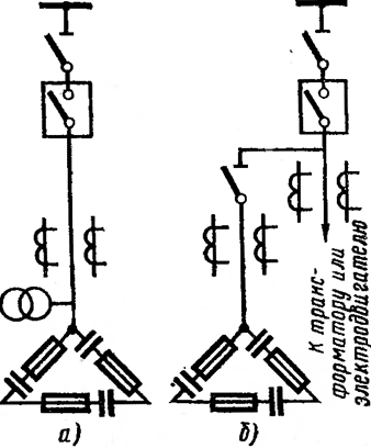 Присоединение конденсаторных батарей на напряжении 6—10 кВ