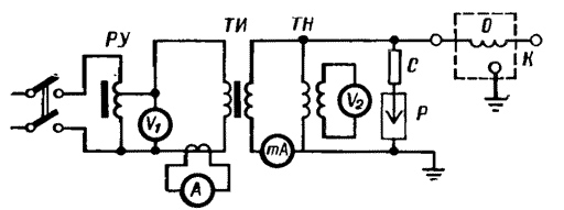 Схема измерения тока утечки конденсатора