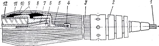 Соединение конца кабеля низкого давления в свинцовой оболочке