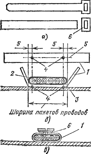 Крепление потока проводов металлической полоской