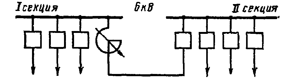 Схема электрических соединений на стороне НН подстанции при повреждении секционного реактора