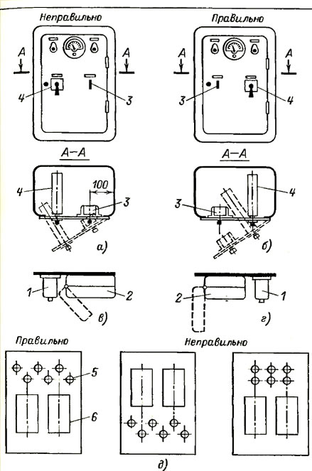 Взаимное размещение аппаратов и резисторов