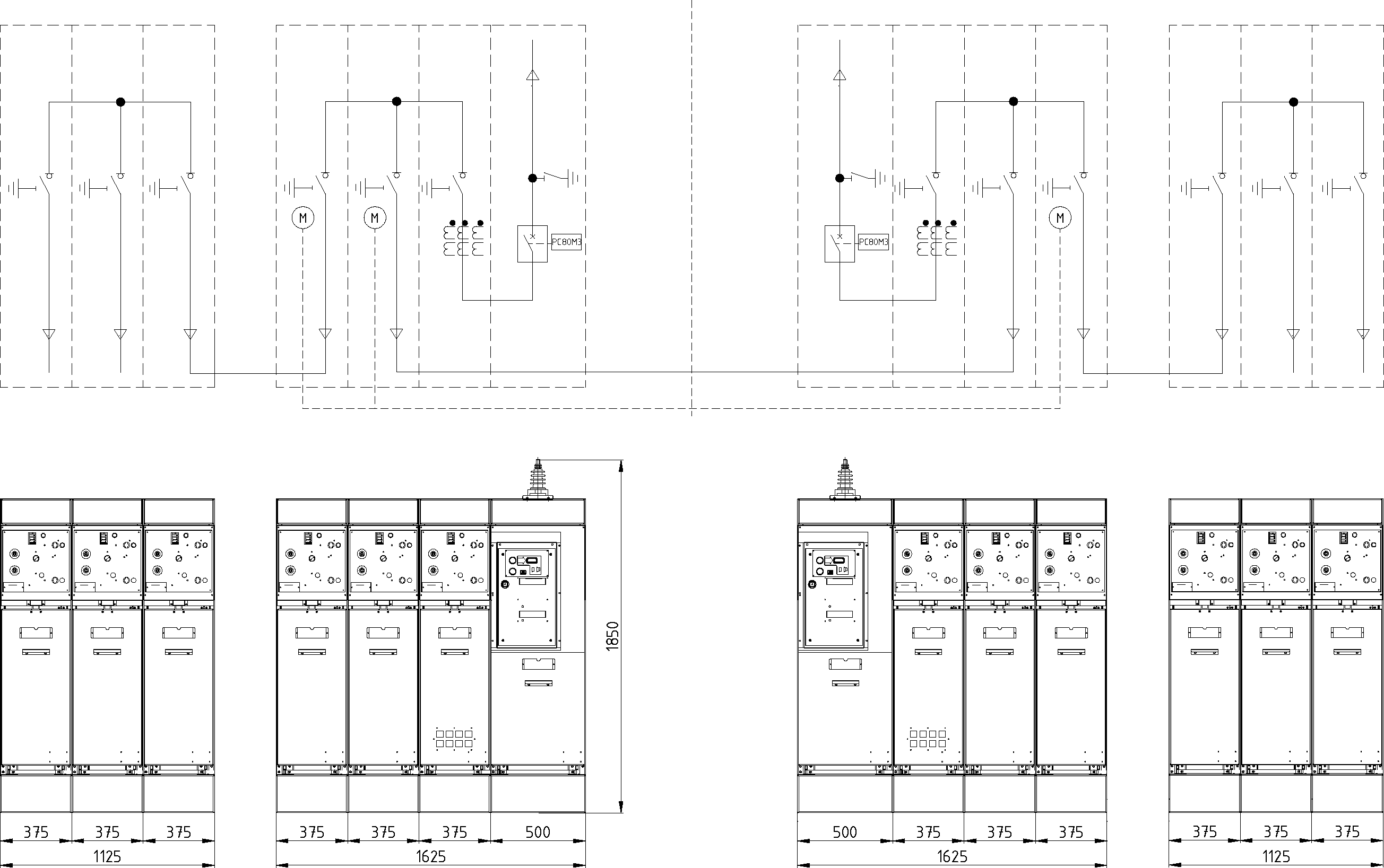 Схема РУВН на базе моноблока КРУ «Онега-М» с АВР, выполненном на выключателях нагрузки