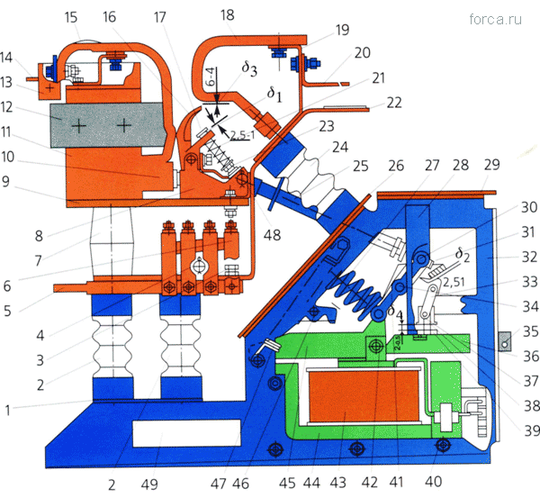 Полюс выключателя ВАБ-49