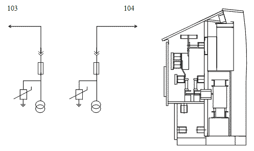 схема соединений главных цепей ячеек и шкафов КРУ К-59 №103
