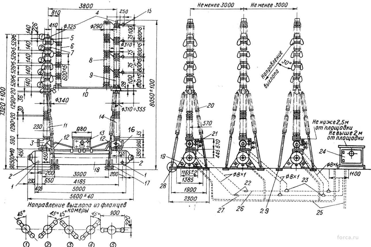 размеры выключателей ВВН-220-10, ВВН-220А-10, ВВН-220ч