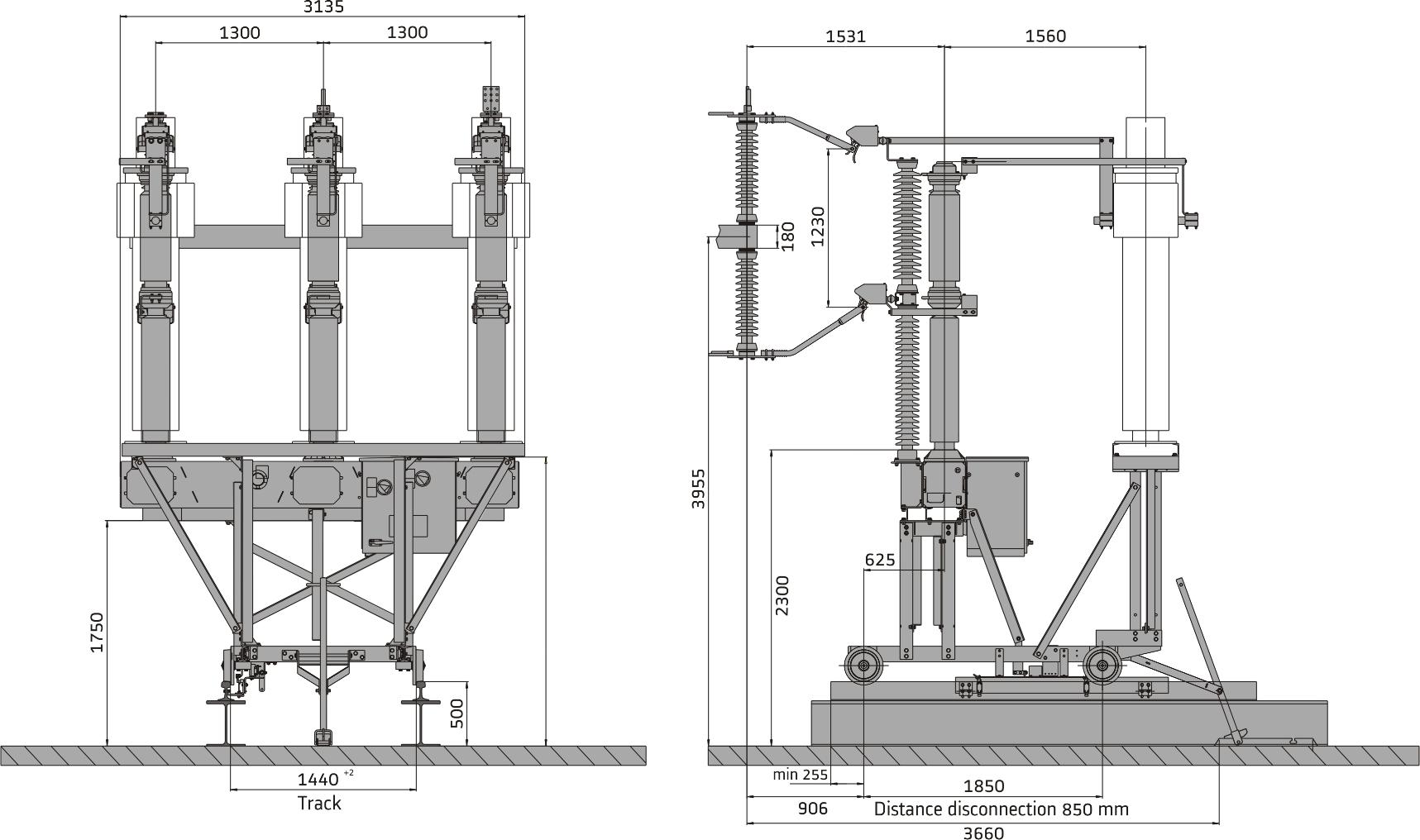 габариты выключателей GL 309 F1/3116 wo и GL 310 F1/3116 wo