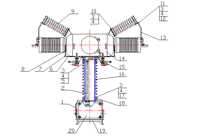 Полюс выключателя выключателя ВВБМ–110Б